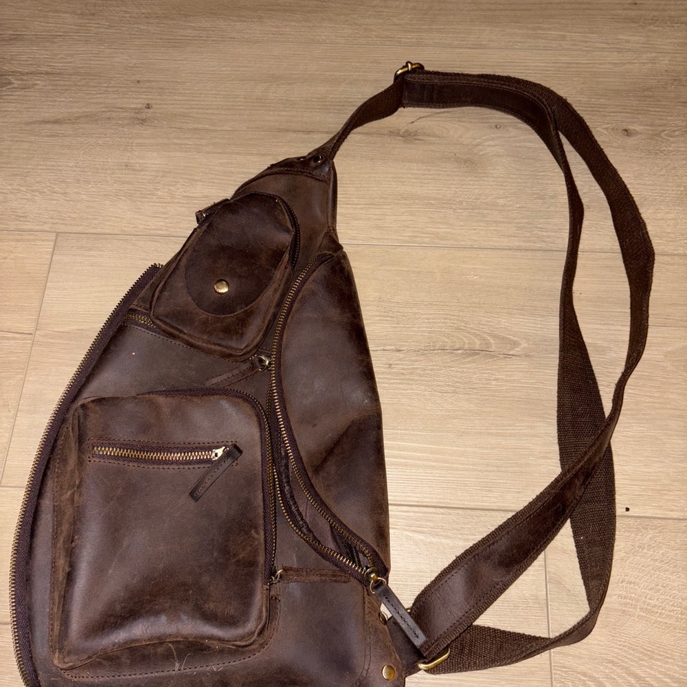 Brown Leather Men's Sling Bag
